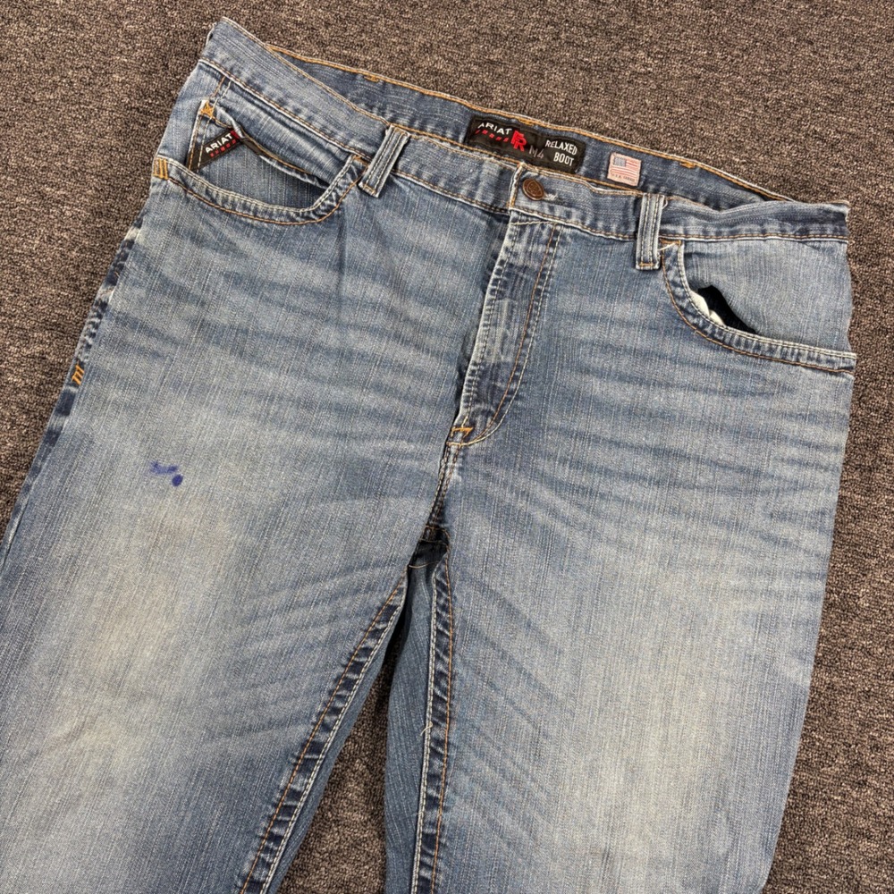 Ariat FR M4 Jeans Mens 40x30 Blue Relaxed Boot Cut Flame Resistant Workwear